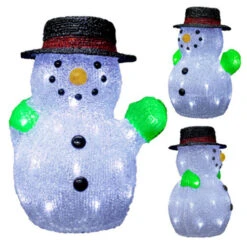 3D LED Acrylic Snowman Motif - Multi-Color - 12 Inch