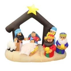 6 Foot Nativity Scene Christmas Inflatable - LED Lighted Yard Display