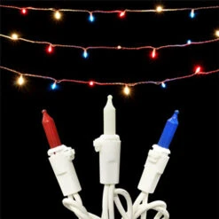 50 M5 Red White And Blue Mini Light Set- Patriotic String Lights - 6 Inch Spacing