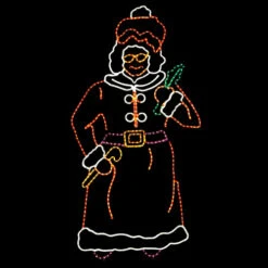 Rope Light Mrs. Claus Motif - Lighted Silhouette - Multi-Color - 72 Inch