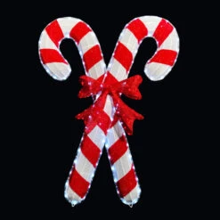 LED Rope Light Double Candy Cane Motif - Lighted Silhouette - Cool White And Red - 48 Inch