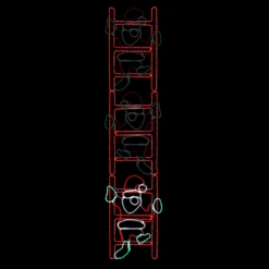 Rope Light Santa Climbing Ladder Motif - Animated Lighted Silhouette - Multi-Color - 108 Inch