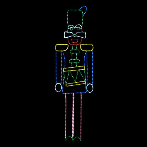 LED Rope Light Nutcracker With Drum Motif - Lighted Silhouette - Multi-Color - 108 Inch