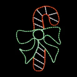 LED Rope Light Striped Candy Cane With Ribbon - Lighted Silhouette - Multi-Color - 34 Inch