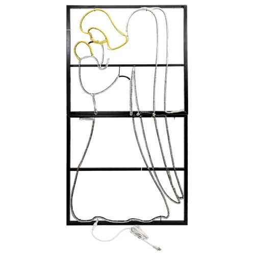 LED Rope Light Lifesize Standing Angel Motif - Lighted Silhouette - White And Yellow - 72 Inch - Image 2