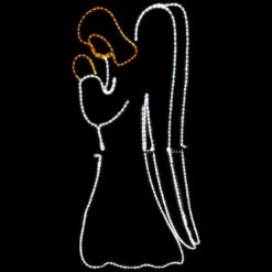 LED Rope Light Lifesize Standing Angel Motif - Lighted Silhouette - White And Yellow - 72 Inch