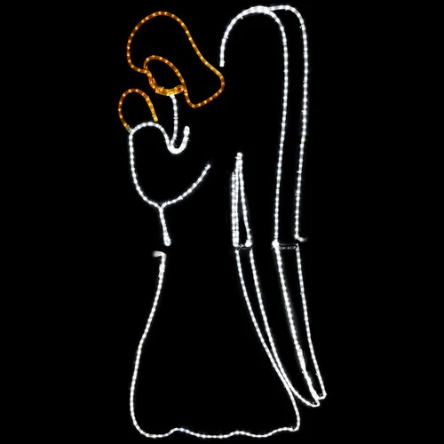 LED Rope Light Lifesize Standing Angel Motif - Lighted Silhouette - White And Yellow - 72 Inch