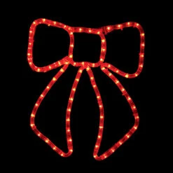 LED Rope Light Christmas Bow Motif - Lighted Silhouette - Red - 13 Inch