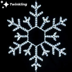 LED Rope Light Snowflake Motif V2 - Twinkling Lighted Silhouette - Cool White - 35 Inch