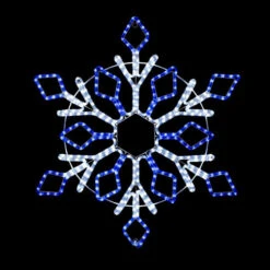 32 Inch Cool White And Blue LED Rope Light Snowflake Motif V2 - Lighted Silhouette
