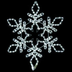 LED Rope Light Snowflake Motif V8 - Lighted Silhouette - Cool White - 24 Inch