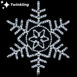 LED Rope Light Snowflake Motif - Twinkling Lighted Silhouette - Cool White - 36 Inch