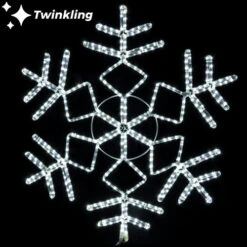 LED Rope Light Snowflake Motif V3 - Twinkling Lighted Silhouette - Cool White - 35 Inch
