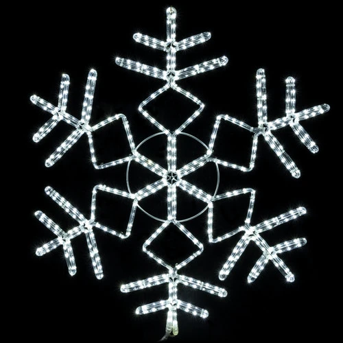 LED Rope Light Snowflake Motif V3 - Lighted Silhouette - Cool White - 35 Inch