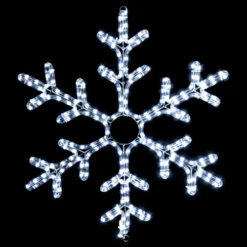LED Rope Light Snowflake Motif V2 - Lighted Silhouette - Cool White - 24 Inch