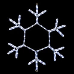 LED Rope Light Snowflake Motif V3 - Lighted Silhouette - Cool White - 24 Inch
