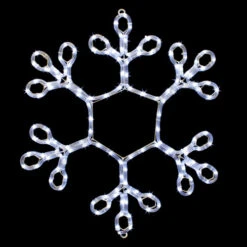 LED Rope Light Snowflake Motif V5 - Lighted Silhouette - Cool White - 24 Inch