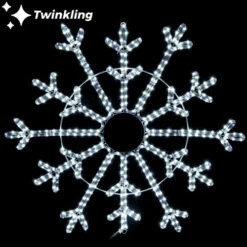 LED Rope Light Snowflake Motif V3 - Twinkling Lighted Silhouette - Cool White - 36 Inch