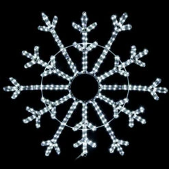 LED Rope Light Snowflake Motif V3 - Lighted Silhouette - Cool White - 36 Inch
