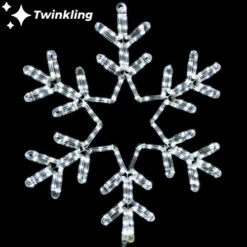 LED Rope Light Snowflake Motif - Twinkling Lighted Silhouette - Cool White - 21 Inch
