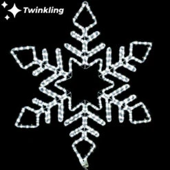LED Rope Light Snowflake Motif - Twinkling Lighted Silhouette - Cool White - 30 Inch