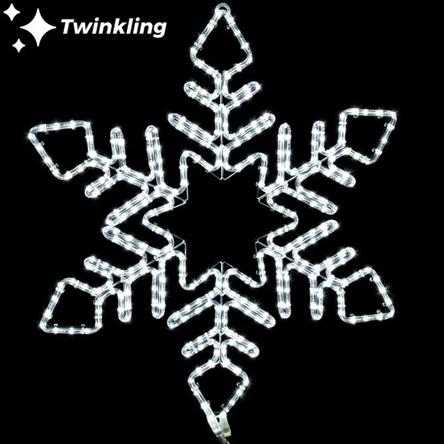 LED Rope Light Snowflake Motif - Twinkling Lighted Silhouette - Cool White - 30 Inch