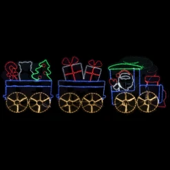 LED Rope Light Christmas Santa Train Motif - Animated Lighted Silhouette - Multi-Color - 132 Inch