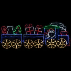 LED Rope Light Christmas Santa Train Motif - Lighted Silhouette - Multi-Color - 132 Inch