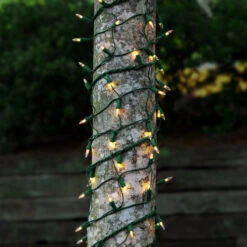 6 Inch X15 Foot 150 Clear Light Tree Trunk Net W/Green Wire - Steady Burn