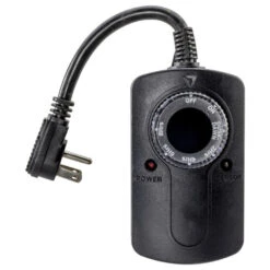 2 Outlet Rain Tight Timer With Dusk To Dawn Sensor- Black - 120 Volt