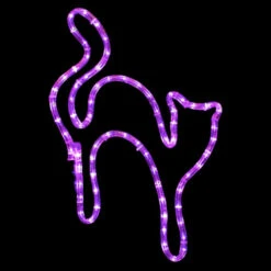 LED Rope Light Halloween Scaredy Cat Motif - Lighted Silhouette - Purple - 15 Inch