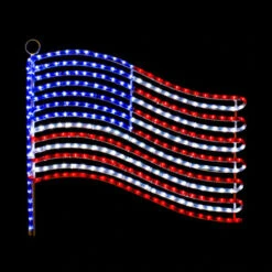 LED Rope Light Patriotic USA Flag Motif - Lighted Silhouette - Red, Cool White, And Blue - 24 Inch