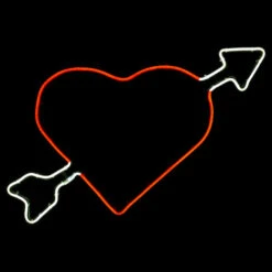 LED Neon Rope Light Heart With Cupids Arrow Motif - Lighted Silhouette - Cool White And Red - 22.5 Inch