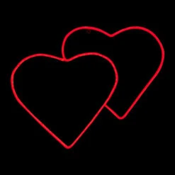LED Neon Rope Light Double Heart Motif - Lighted Silhouette - Red - 23 Inch