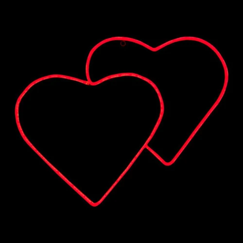 LED Neon Rope Light Double Heart Motif - Lighted Silhouette - Red - 23 Inch