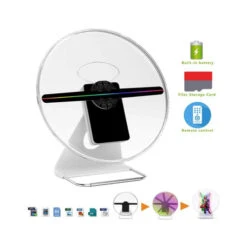 Portable 3-D Hologram Projector 256 LED 3D Fan Light Display - Rechargeable Programmable - Combo Kit