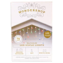 70 LED Icicle Light Set - White Wire (2 Drops)