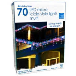 70 LED Icicle Light Set - White Wire (3 Drops)