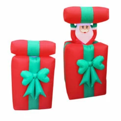 5 Foot Pop Up Peek-A-Boo Santa Inside Present Christmas Inflatable - LED Lighted Yard Display