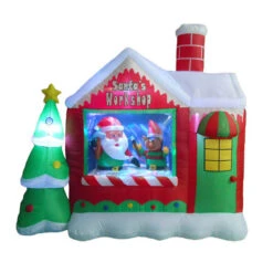 6 Foot Santa's Workshop With Elf Christmas Inflatable - LED Lighted Yard Display
