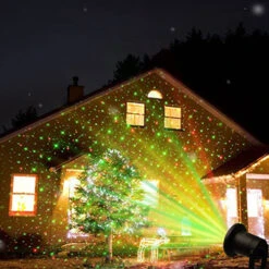 Red & Green Moving Christmas Laser Light Projector Landscape Spotlight With RF Remote