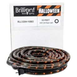 Orange LED Rope Light - Halloween Edition With Black PVC - 120 Volt - 33 Feet