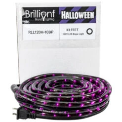 Purple LED Rope Light - Halloween Edition With Black PVC - 120 Volt - 33 Feet