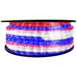 Red White And Blue Patriotic LED Rope Light - 18 Bulbs Per Color - 120 Volt - 148 Feet