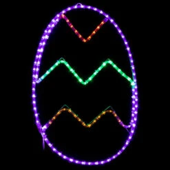 LED Rope Light Easter Egg Motif - Lighted Silhouette - Multi-Color - 24 Inch
