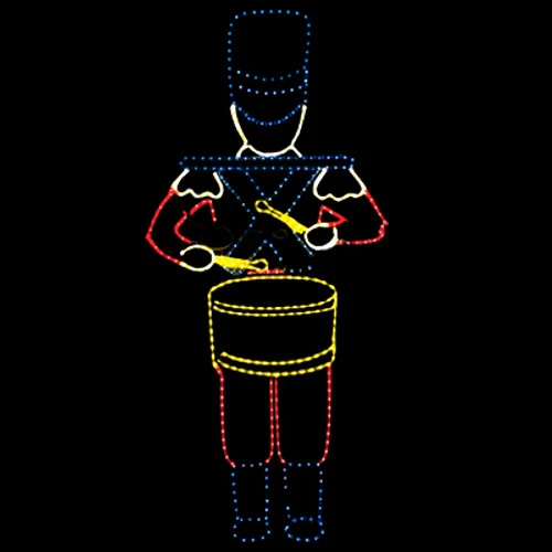 LED Rope Light Drumming Toy Soldier Motif - Animated Lighted Silhouette - Multi-Color - 72 Inch - Image 2