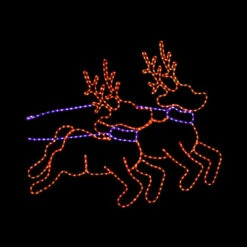 LED Rope Light Extra Reindeer Team Motif - Lighted Silhouette - Red And Blue - 48 Inch
