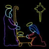 LED Rope Light Nativity Manger Scene Motif - Lighted Silhouette - Multi-Color - 48 Inch