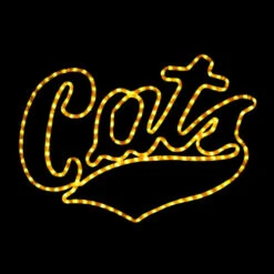 LED Rope Light Montana State University Cats Logo Motif - Lighted Silhouette - Gold - 24 Inch