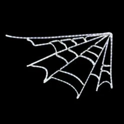 LED Rope Light Halloween Corner Spider Web Motif - Lighted Silhouette - Cool White - 23 Inch